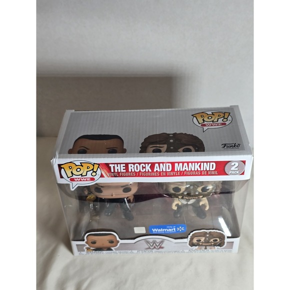 Funko POP! The Rock And Mankind 2 Pack Vinyl Figures WWE Walmart Exclusive New - Picture 2 of 7